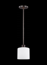 Generation Lighting 6128801EN3-710 - Canfield modern 1-light LED indoor dimmable ceiling hanging single pendant light in bronze finish wi