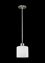 Generation Lighting 6128801EN3-962 - Canfield modern 1-light LED indoor dimmable ceiling hanging single pendant light in brushed nickel s