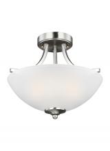 Generation Lighting 7716502EN3-962 - Geary transitional 2-light LED indoor dimmable ceiling flush mount fixture in brushed nickel silver