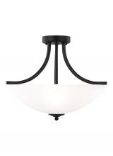Generation Lighting 7716503EN3-112 - Geary transitional 3-light LED indoor dimmable ceiling flush mount fixture in midnight black finish