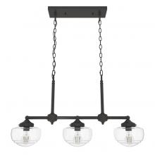 Hunter 19491 - Hunter Saddle Creek Noble Bronze with Seeded Glass 3 Light Chandelier Ceiling Light Fixture