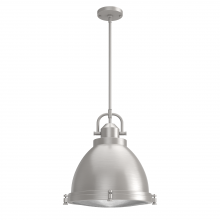 Hunter 19101 - Hunter Bridgemoor Brushed Nickel with Clear Holophane Glass 3 Light Pendant Ceiling Light Fixture