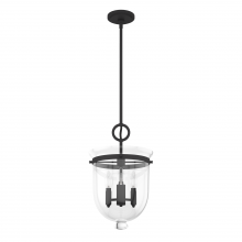 Hunter 19311 - Hunter Belltown Natural Black Iron with Clear Glass 3 Light Pendant Ceiling Light Fixture