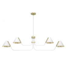 Hunter 19207 - Hunter Grove Isle Matte White and Modern Brass 4 Light Large Chandelier Ceiling Light Fixture