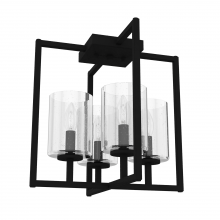 Hunter 19546 - Hunter Kerrison Natural Black Iron with Seeded Glass 4 Light Flush Mount Ceiling Light Fixture