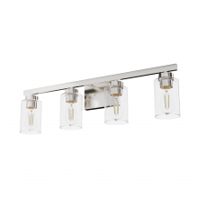 Hunter 13080 - Hunter Hartland Brushed Nickel with Seeded Glass 4 Light Bathroom Vanity Wall Light Fixture