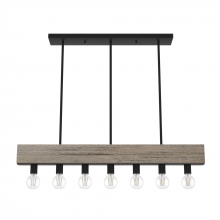 Hunter 19058 - Hunter Donelson Rustic Iron and Barnwood 7 Light Chandelier Ceiling Light Fixture