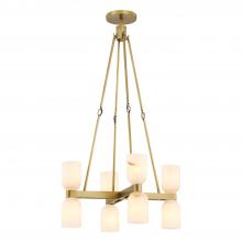  CH338822VBAR - Lucian 22-in Vintage Brass/Alabaster 8 Lights Chandeliers