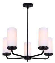 Canarm ICH2029B05BK - Malloy 5 Light Matte Black Modern Chandelier for Dining Rooms and Living Rooms