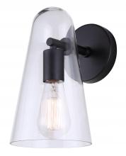 Canarm IWF1144A01BK - LUISA 5.88 in. 1 Light Black Sconce with Clear Glass Shade