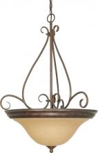 Nuvo 60/1028 - Castillo - 3 Light Pendant with Champagne Linen Washed Glass - Sonoma Bronze Finish