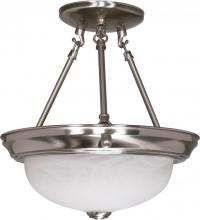 Nuvo 60/200 - 2 Light - Semi Flush with Alabaster Glass - Brushed Nickel Finish