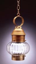 Northeast Lantern 2032-AB-MED-OPT - Onion Hanging No Cage Antique Brass Medium Base Socket Optic Glass