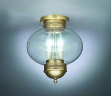 Northeast Lantern 2044-AB-LT2-OPT - Onion Flush No Cage Antique Brass 2 Candelabra Sockets Optic Glass