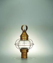 Northeast Lantern 2533-AB-MED-OPT - Caged Onion Post Antique Brass Medium Base Socket Optic Glass