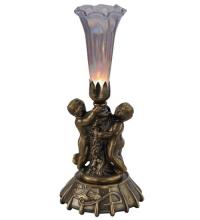 Meyda White 12502 - 12" High Purple Iridescent Pond Lily Twin Cherub Mini Lamp