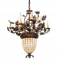 Meyda White 221201 - 34" Wide Oak Leaf & Acorn 9 Light Chandelier