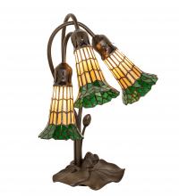 Meyda White 251686 - 16" High Stained Glass Pond Lily 3 Light Accent Lamp