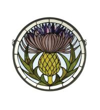 Meyda White 28436 - 17"W X 17"H Thistle Stained Glass Window