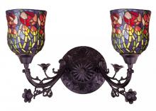 Meyda White 36911 - 19"W Red Rosebud 2 LT Wall Sconce