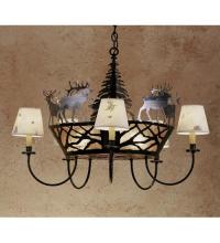 Meyda White 49168 - 34" Wide Elk on the Loose 5 Light Chandelier