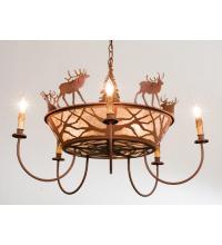 Meyda White 50040 - 35"W Elk on the Loose 5 Arm Chandelier