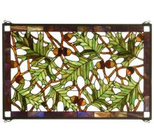 Meyda White 66276 - 28"W X 18"H Acorn & Oak Leaf Stained Glass Window