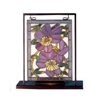 Meyda White 68409 - 9.5"W X 10.53"H Pansies Lighted Mini Tabletop Window