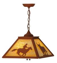 Meyda White 74033 - 16"Sq Cowboy & Steer Pendant