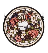 Meyda White 79836 - 15"W X 15"H Wreath Stained Glass Window