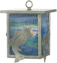 Meyda White 81118 - 8"W Leaping Bass Lantern Mini Pendant