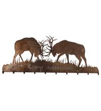 Meyda White 81543 - 60"W Battling Bucks 10 Hooks Coat Rack